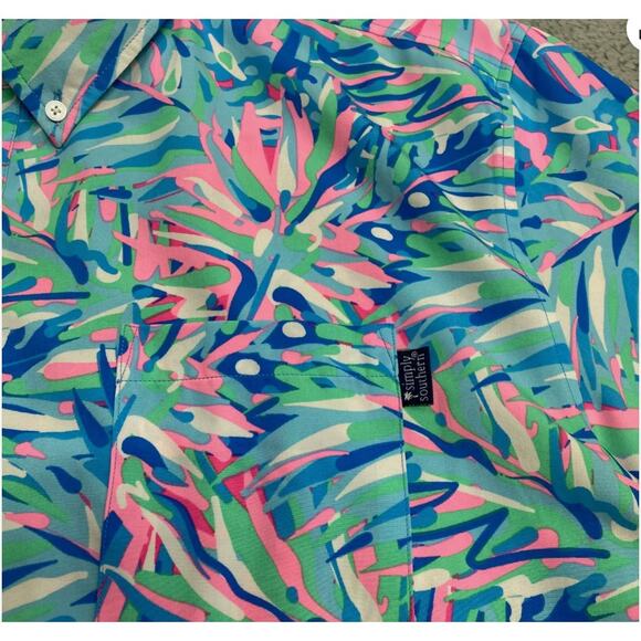 Simply Southern Womens XXL Colorful 1/2 Button Up Shirt Top Summer Preppy - Picture 4 of 5